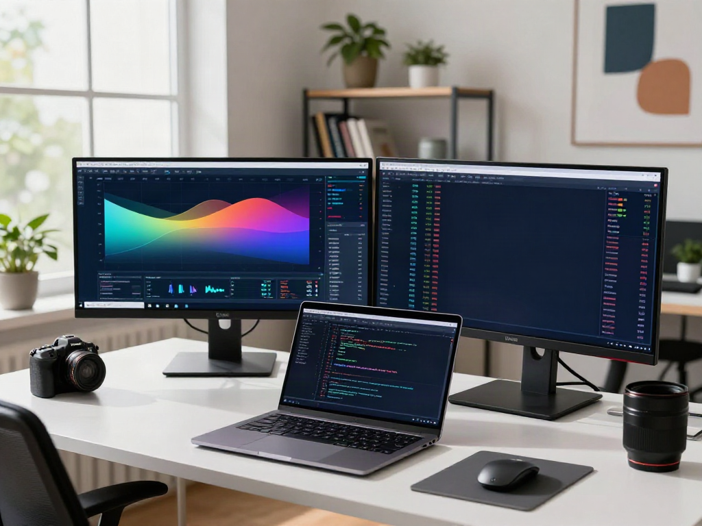 Trader analyzing real-time market data on TradingView in a modern office.