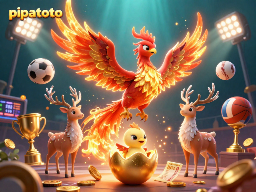Pipatoto betting experience with a vibrant phoenix and gaming elements surrounding