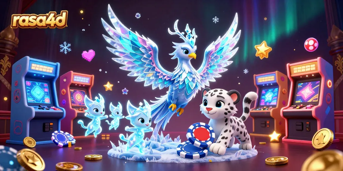 RASA4D memperlihatkan phoenix es bertabur cahaya sedang memainkan chip poker yang terkurung es.