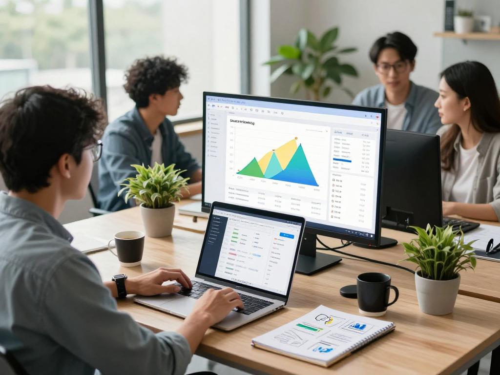 Boost your app market presence by learning to buy app downloads effectively in a vibrant digital marketing office.