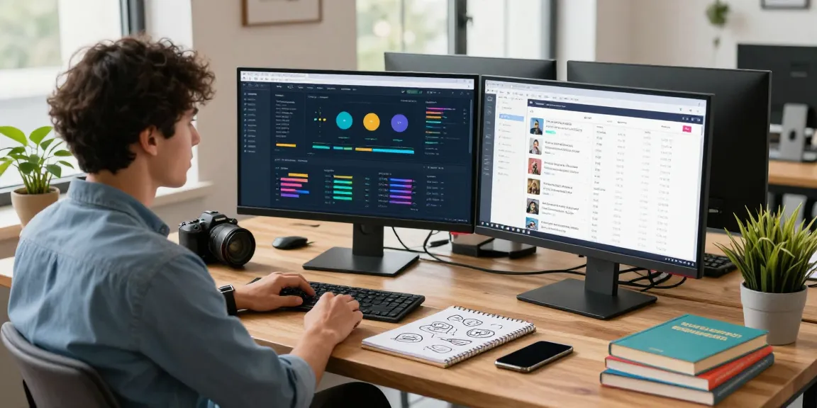 Strategist using analytics and tools in a vibrant marketing workspace, showcasing jacktoto techniques for success.
