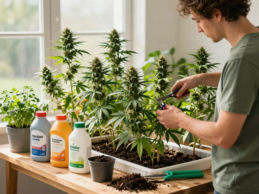 Buy cannabis seeds online for a fresh home garden with thriving cannabis plants.