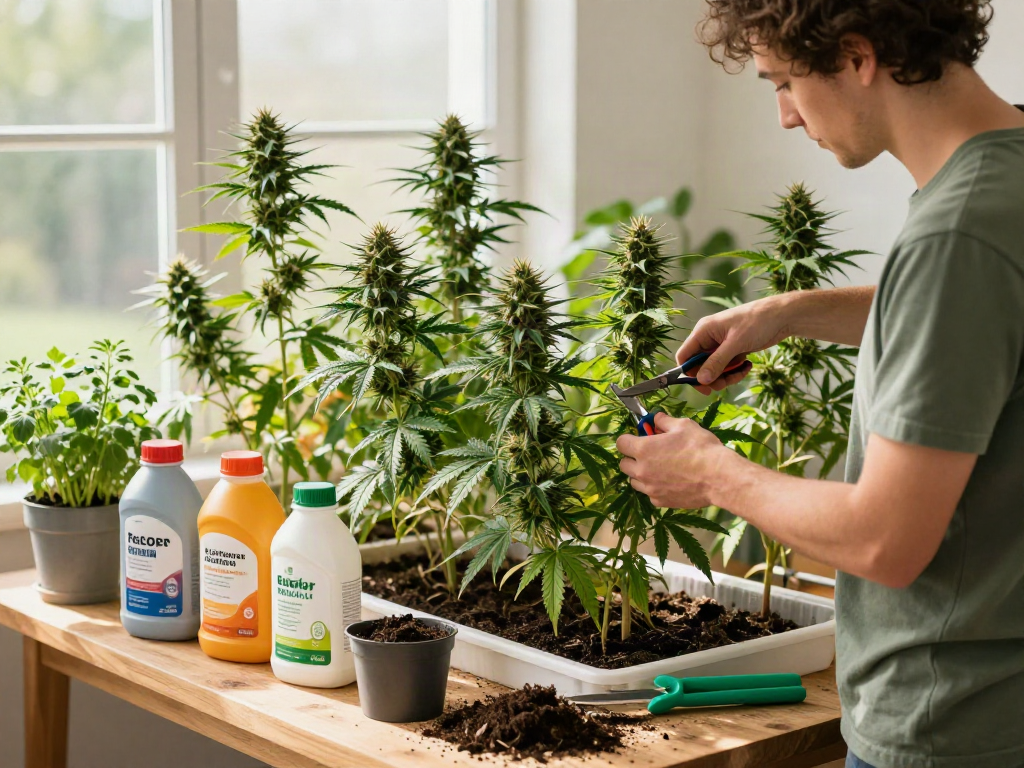 Buy cannabis seeds online for a fresh home garden with thriving cannabis plants.
