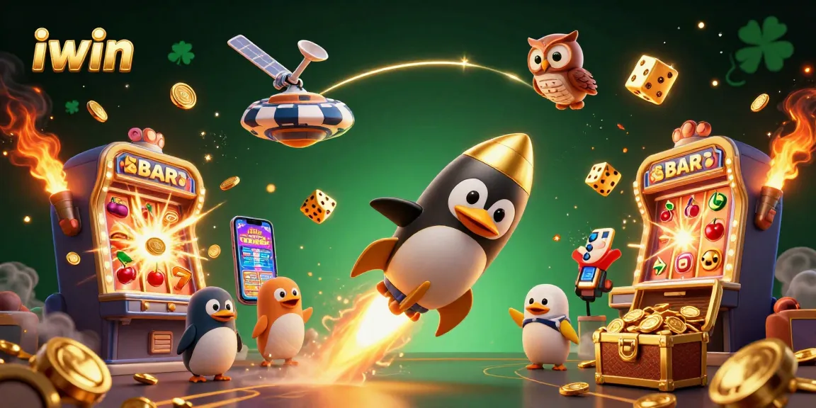 Join the iwin golden penguin on a thrilling casino adventure through space, bursting with jackpots!