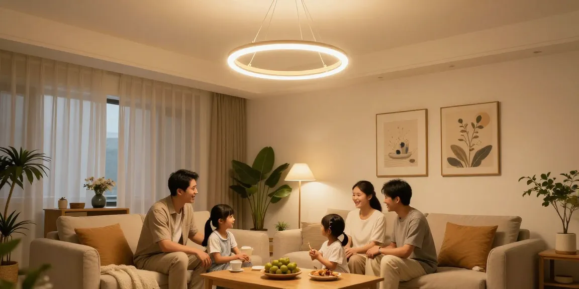 Experiență confortabilă în living cu lustra LED modernă.