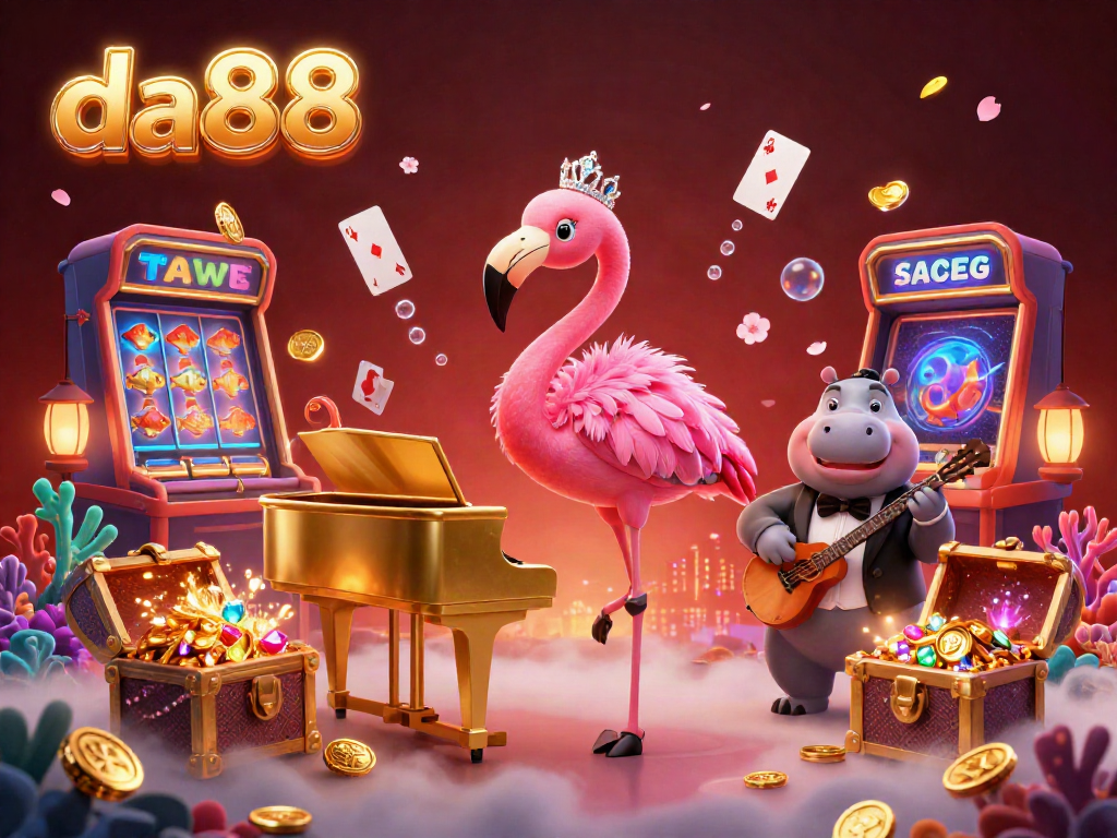 Experience the dazzling atmosphere of da88 with a casino lounge singer and vibrant elements surrounding a rich gaming environment.