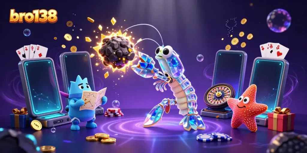 Engage with bro138's thrilling slots and jackpot games amid vibrant 3D casino action.
