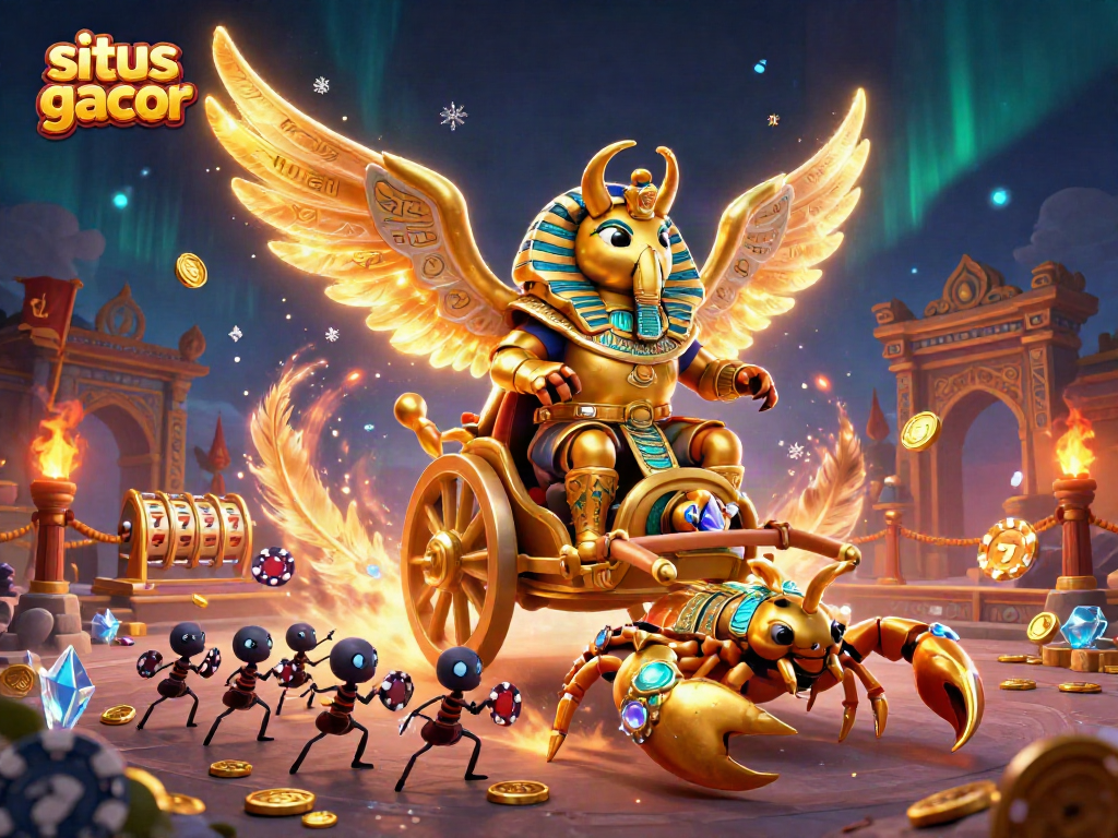 Engage with situs slot gacor: a golden scarab commanding a dazzling casino adventure!