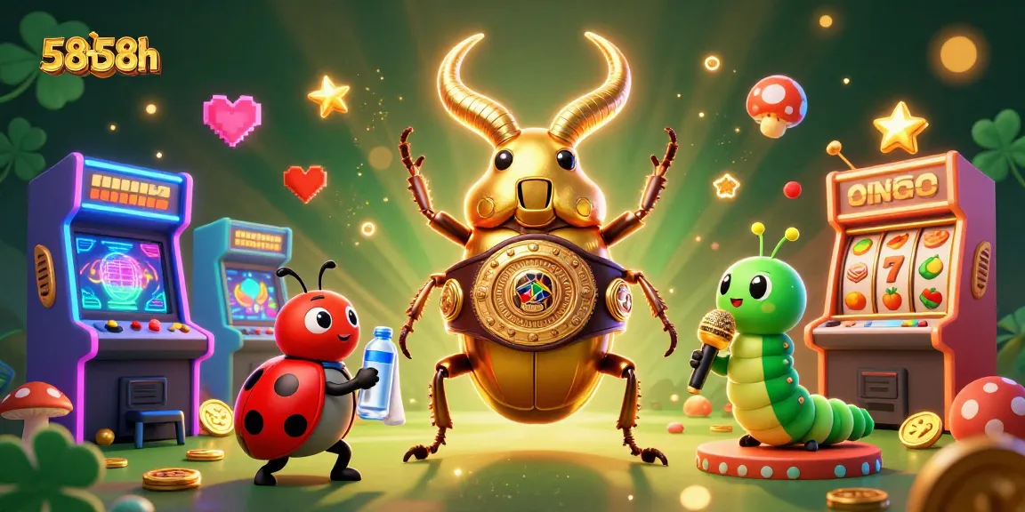 Engage in electrifying excitement with 58h58h's vibrant casino scene of cartoon characters and slot games!