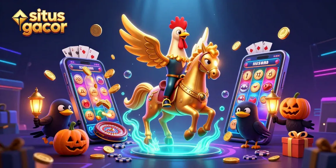 Experience the thrilling atmosphere of situs gacor with a vibrant 3D casino scene featuring a dynamic golden rooster hero.
