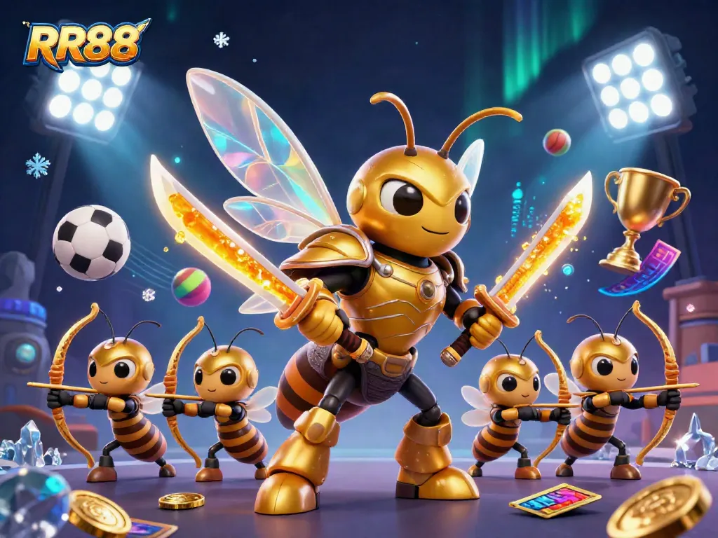 RR88 players explore exciting gaming opportunities with a samurai hornet and bee archers in action.