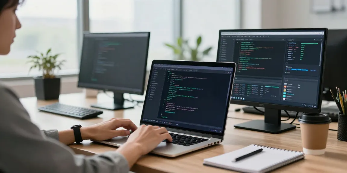 Developer optimizing instant indexing in a modern workspace with tech gadgets.