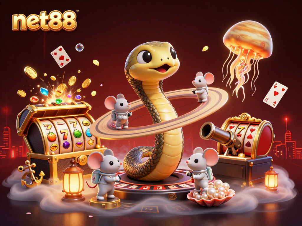 net88 slots come alive with a cosmic roulette featuring astronaut mice betting among stunning visuals.