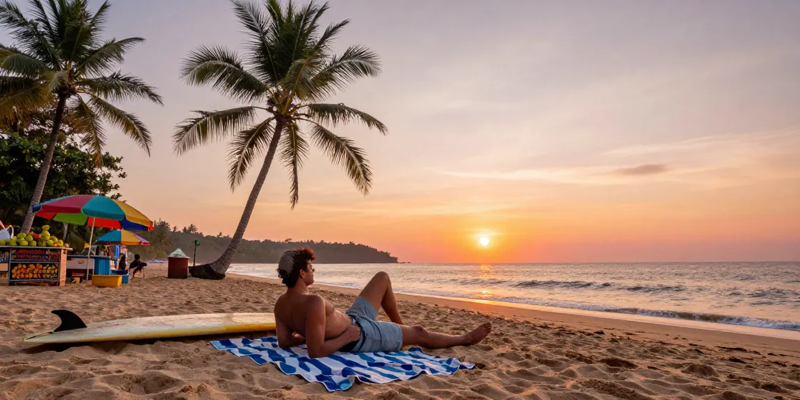 Savor the beauty of a Sri Lanka package from Delhi on a stunning beach at sunset.