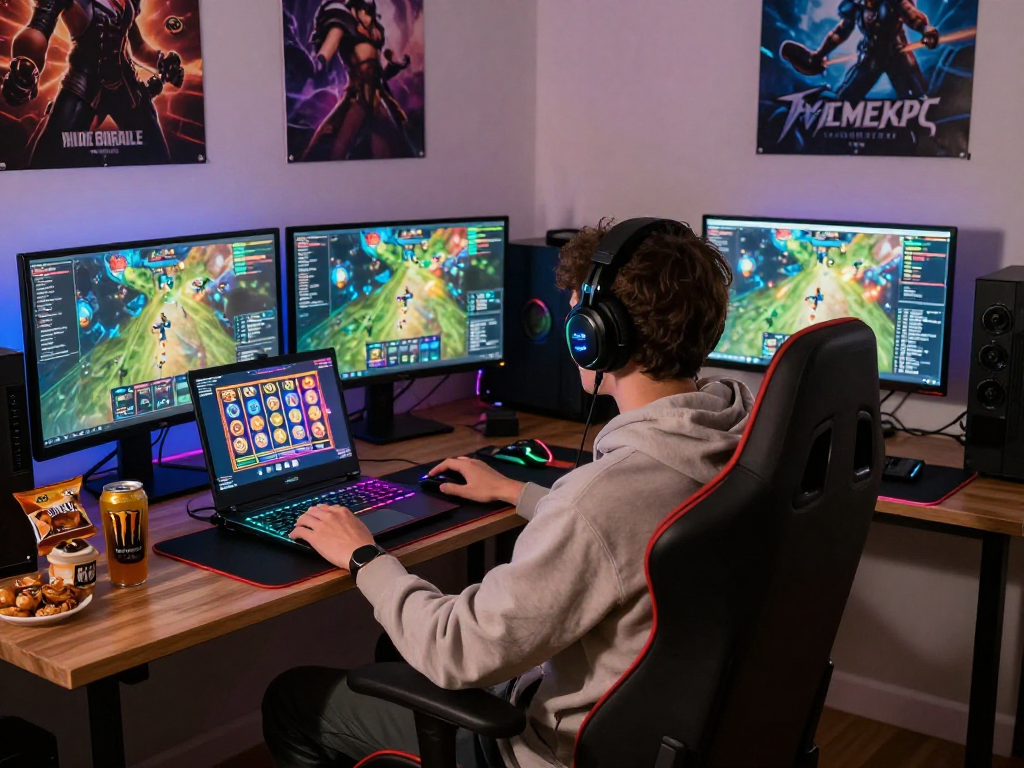 Penggemar slot server thailand bermain di setup gaming yang nyaman.