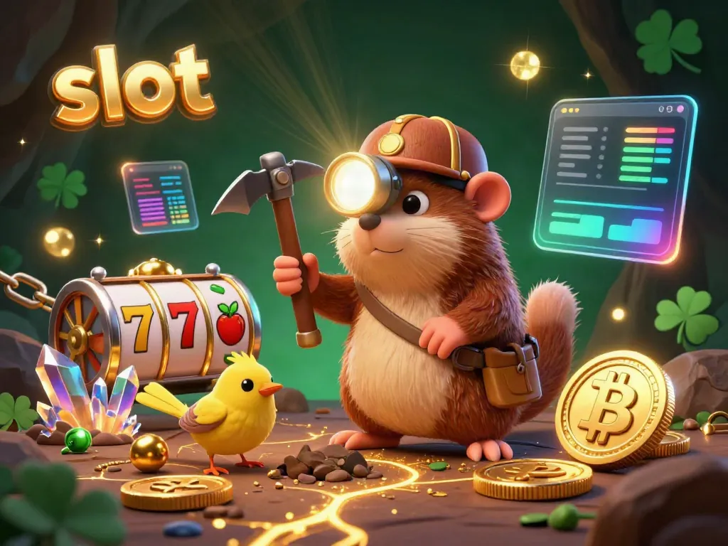 Spin the slot machine alongside a treasure hunter mole in a vibrant mining cave filled with riches.