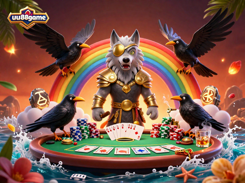 Experience strategic gaming with uu88game's vivid Norse mythology-inspired casino illustration.