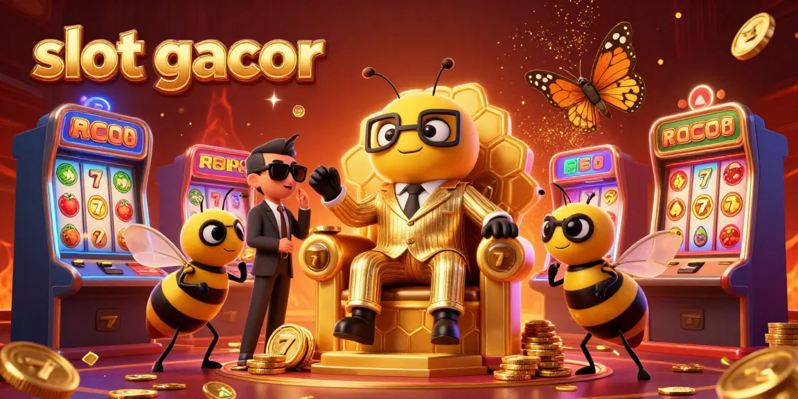 Experience the thrill of slot gacor with a vibrant 3D casino scene showcasing dynamic slot machines and colorful characters.