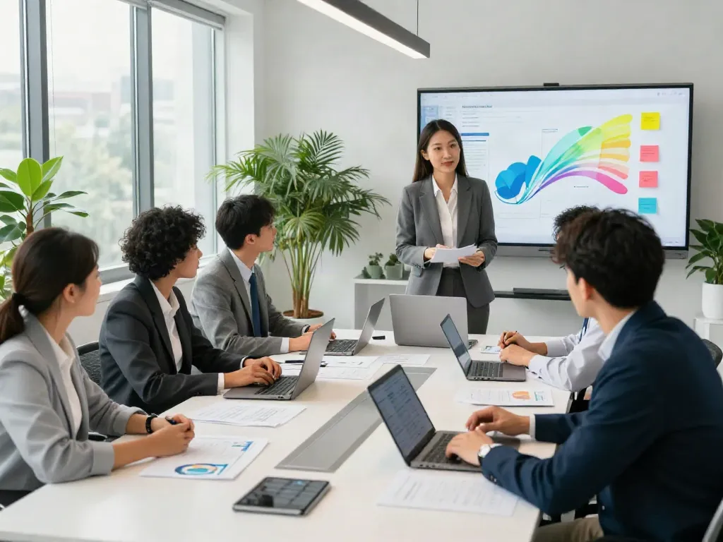 Team collaborating in a modern office on banorte empresas financial strategies.