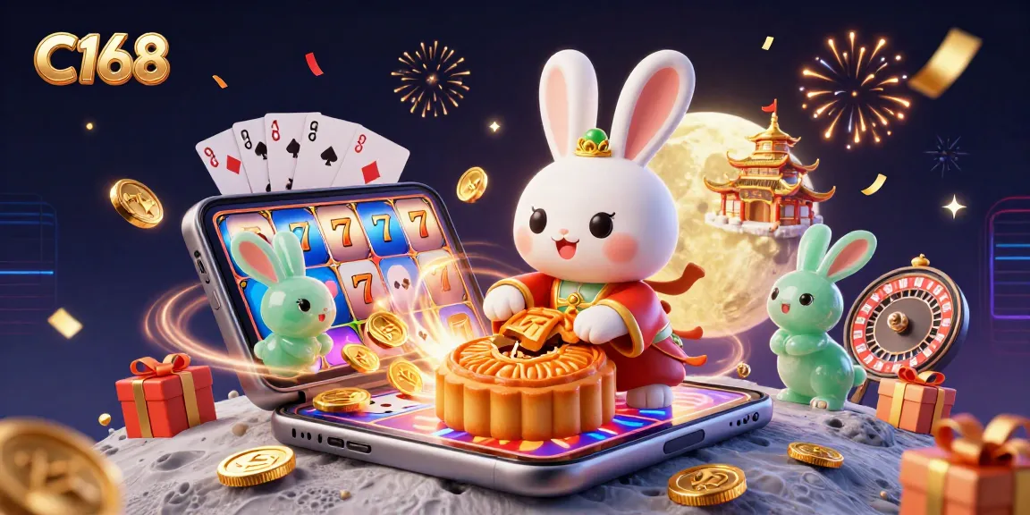 C168 highlights the moon rabbit creating poker chip-filled mooncakes amid festive casino surprises.