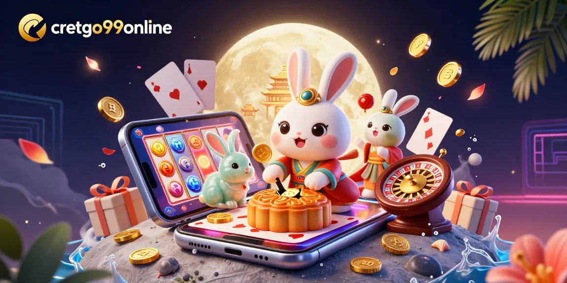 Experience gaming excitement with cretgo99online, a vibrant 3D casino illustration featuring traditional folklore and modern slots.