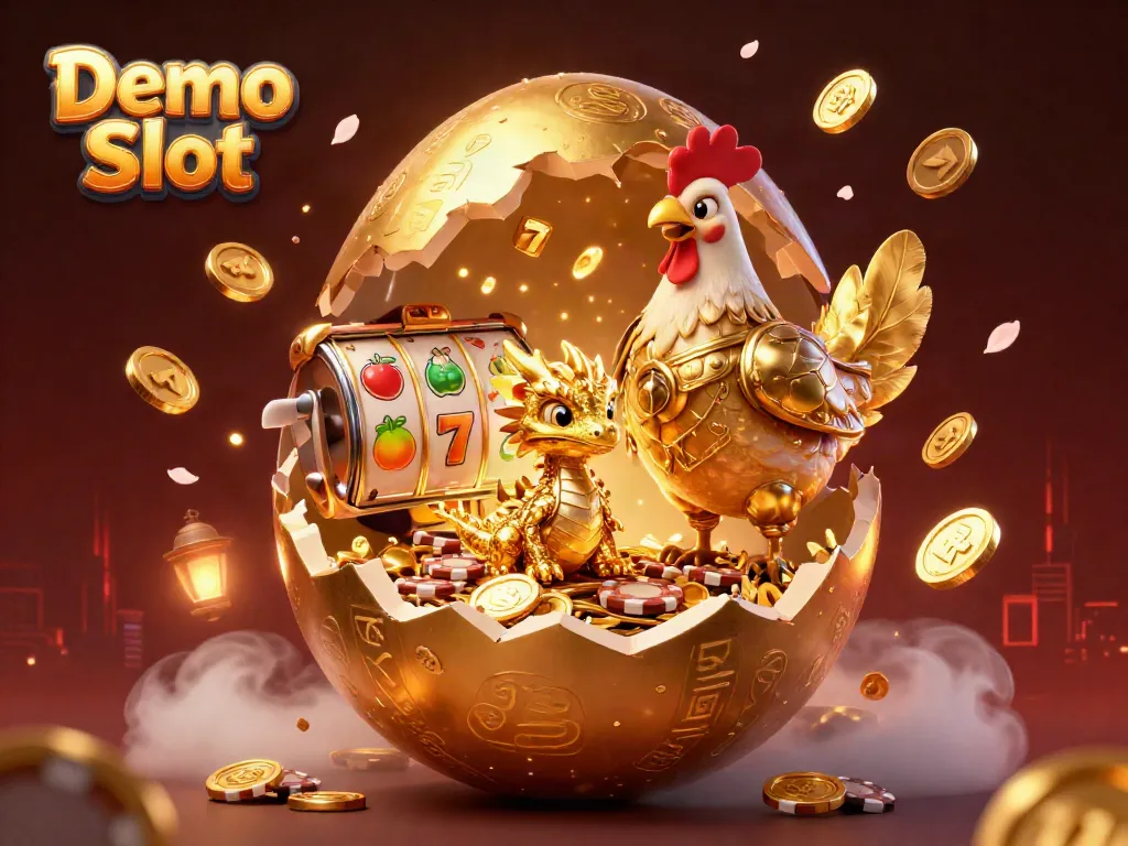 Play thrilling Demo Slot games featuring golden dragons and vibrant casino elements.