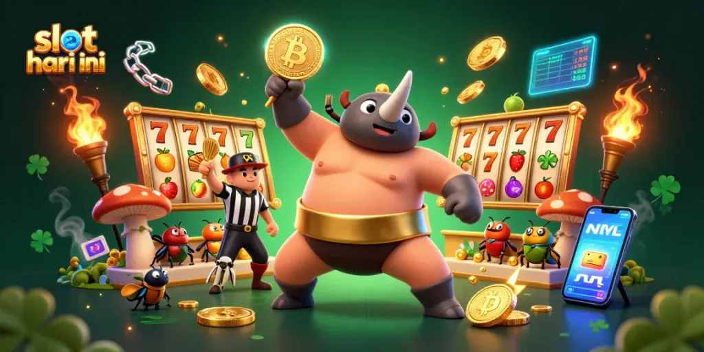 Menggandakan keseruan dalam slot hari ini dengan juara sumo badak rhinoceros dan elemen kasino interaktif.