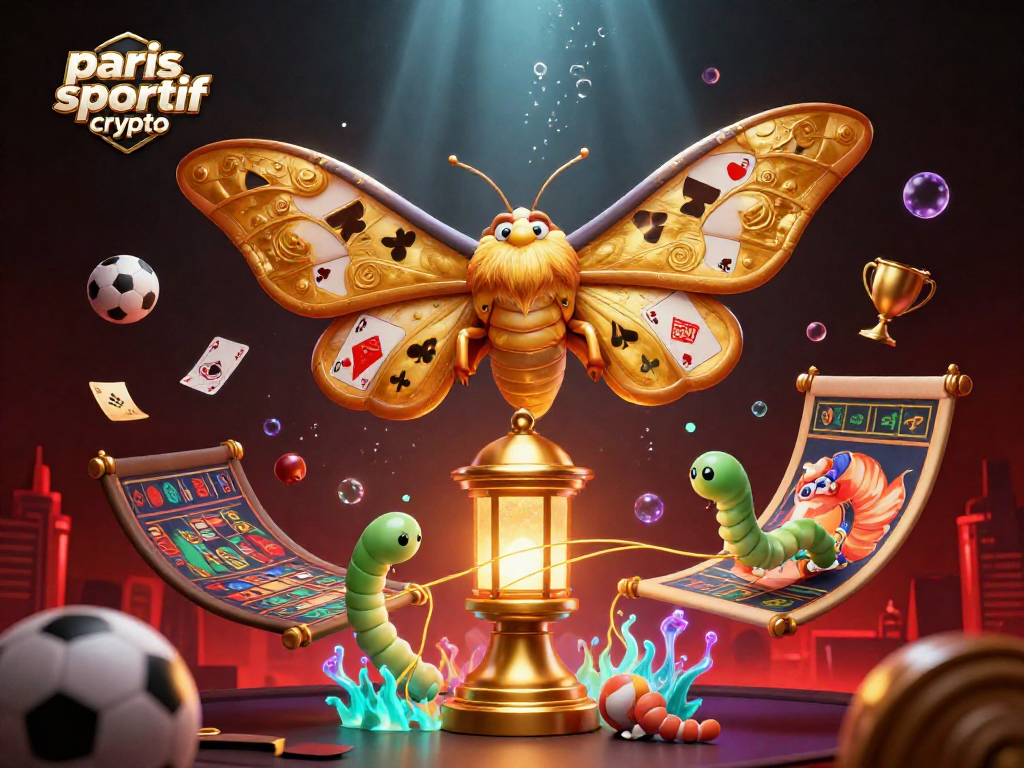 Placez des paris sportif crypto sur des plateformes innovantes avec une illustration spectaculaire d'un papillon en 3D.