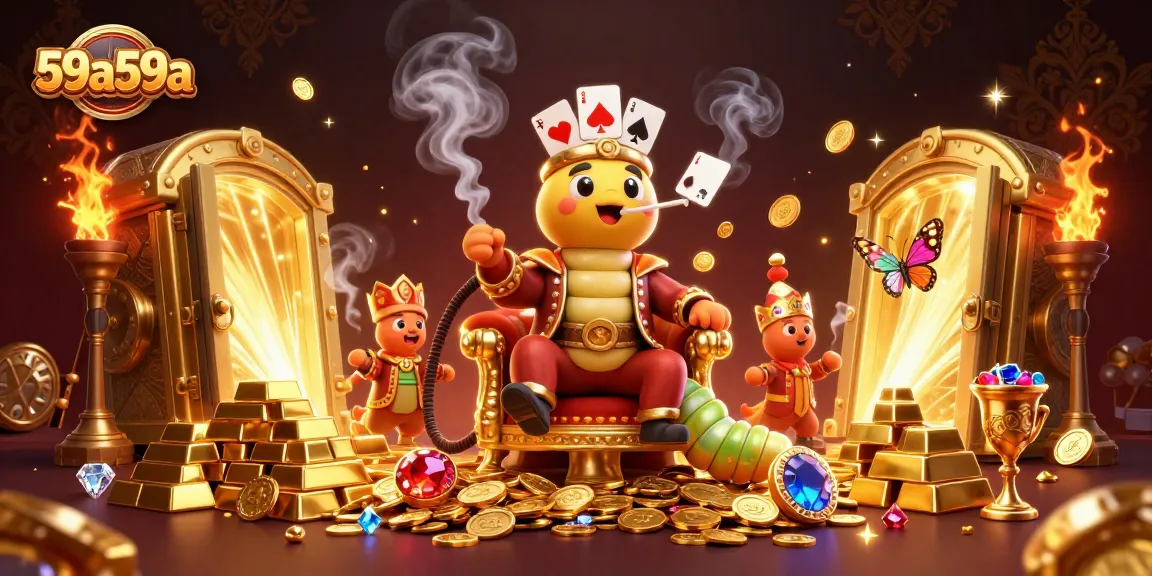 Engage with the vibrant casino scene at 59a59a featuring a playful caterpillar master and treasure elements.