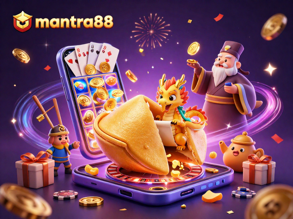 Experience thrilling action with mantra88 in a vibrant casino scene, featuring dynamic games and golden fortunes.