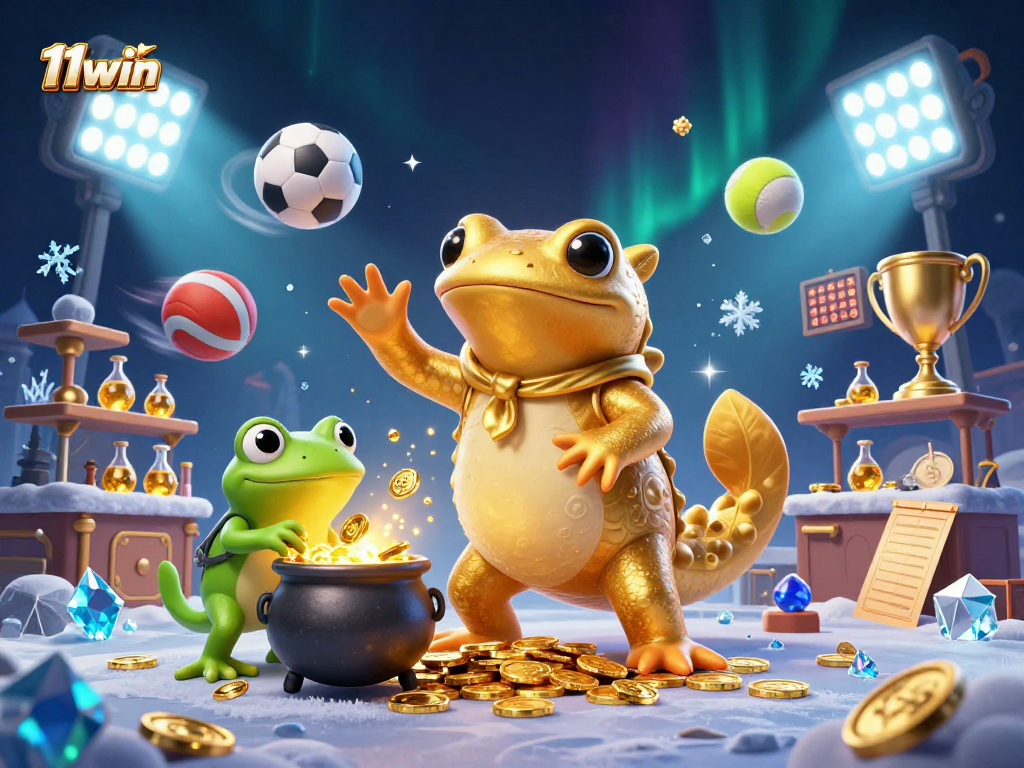 Experience the magic of 11win with the giant alchemist and a vibrant game theme