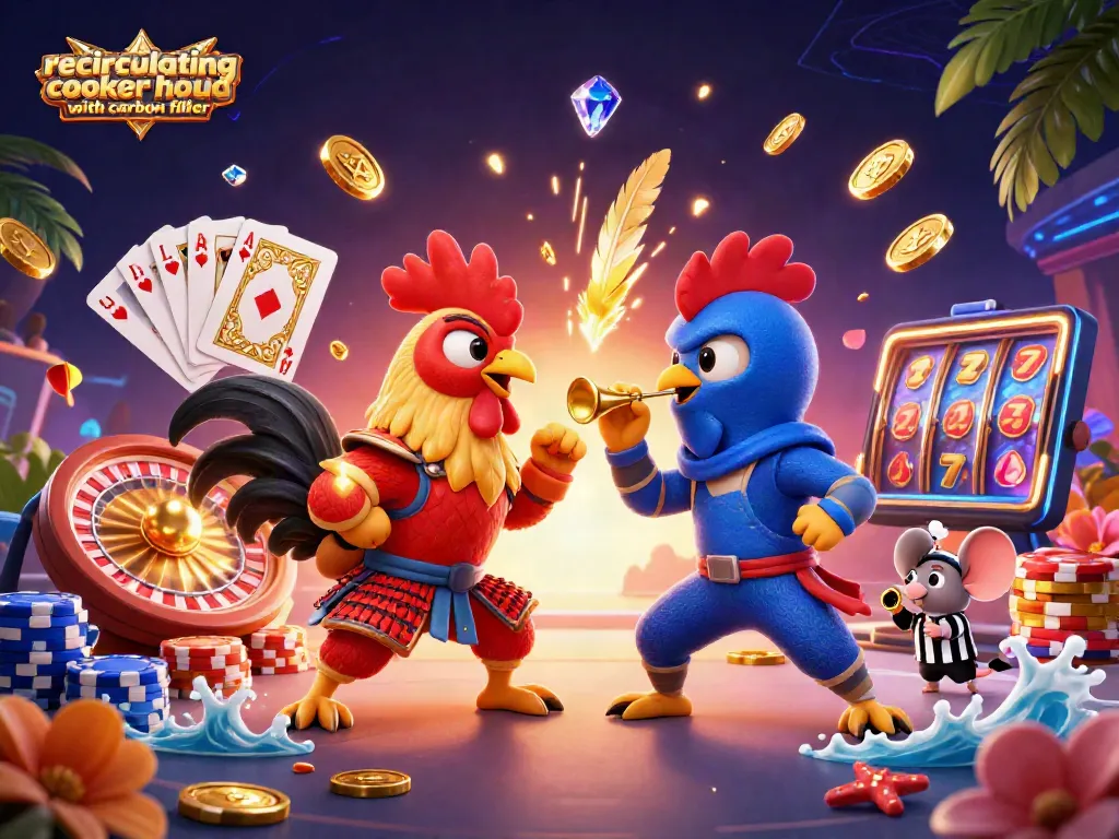 Engage with the dynamic world of recirculating cooker hood with carbon filter, as cartoon roosters rival with golden treasures.