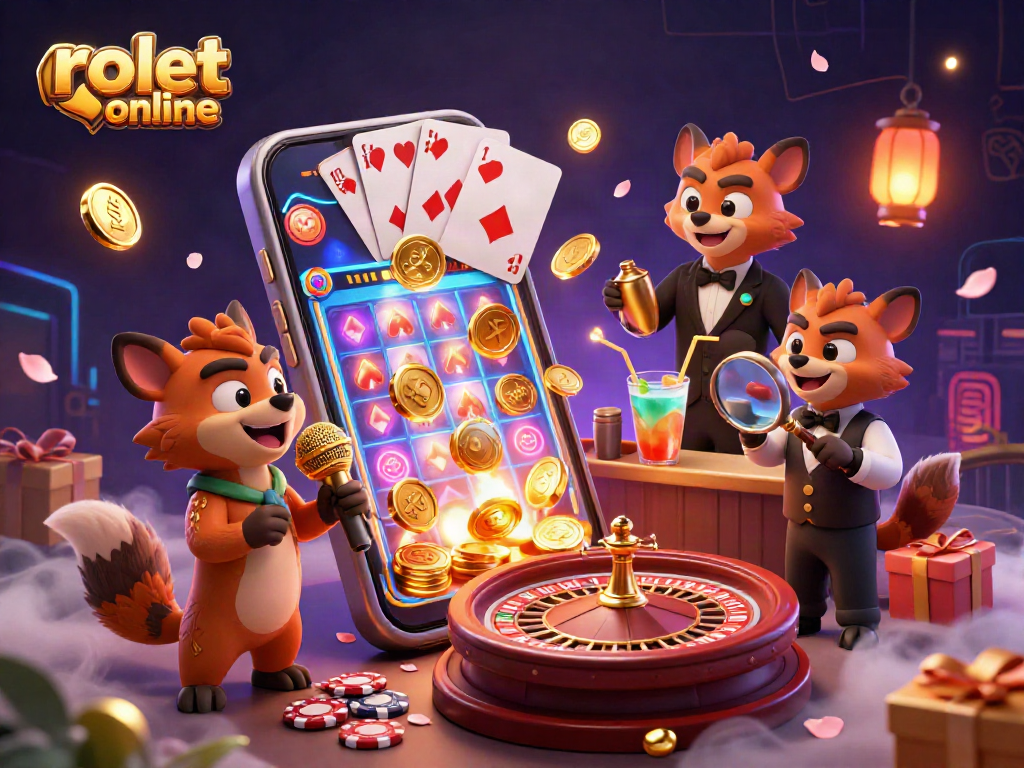 Experience the excitement of rolet online in a lively hyena comedy casino scene with engaging games and vibrant colors.