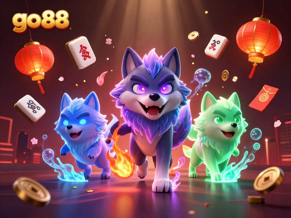 Join the excitement with go 88's dynamic casino adventure featuring spectral wolves and festive elements!