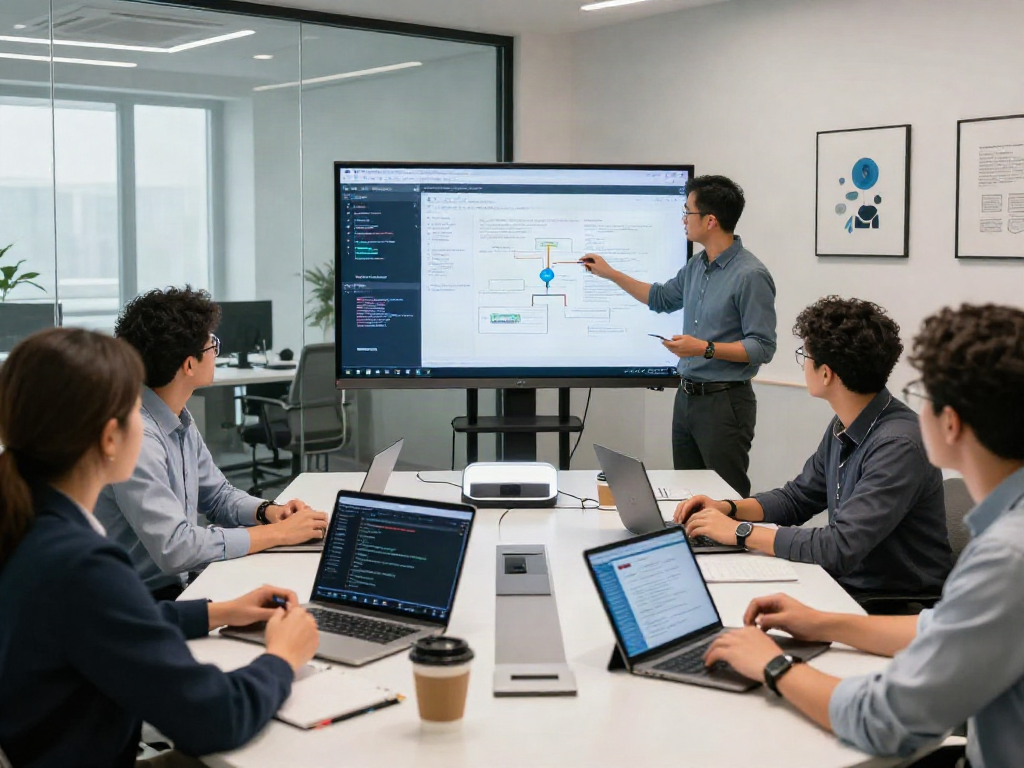 Team collaborating on document fraud detection software analysis in a modern office.