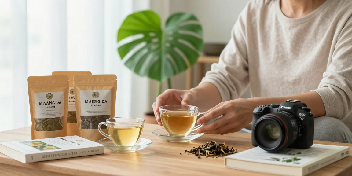 Enjoy a calming moment with white maeng da kratom tea preparation and natural wellness items.