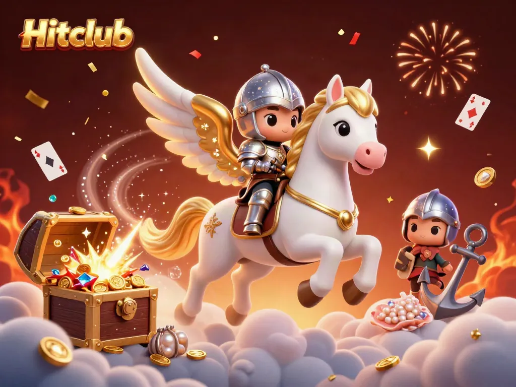 Experience exciting gameplay at Hitclub with a celestial knight and vibrant casino elements.