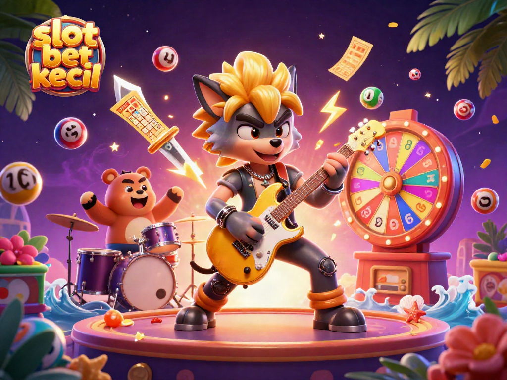 Experience the thrill of winning with slot bet kecil in this vibrant casino illustration featuring dynamic gaming elements.