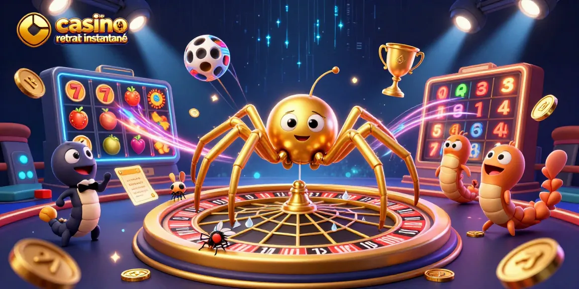 Placer des paris dans un casino en ligne retrait instantané avec une araignée dorée et des éléments de jeu dynamiques.