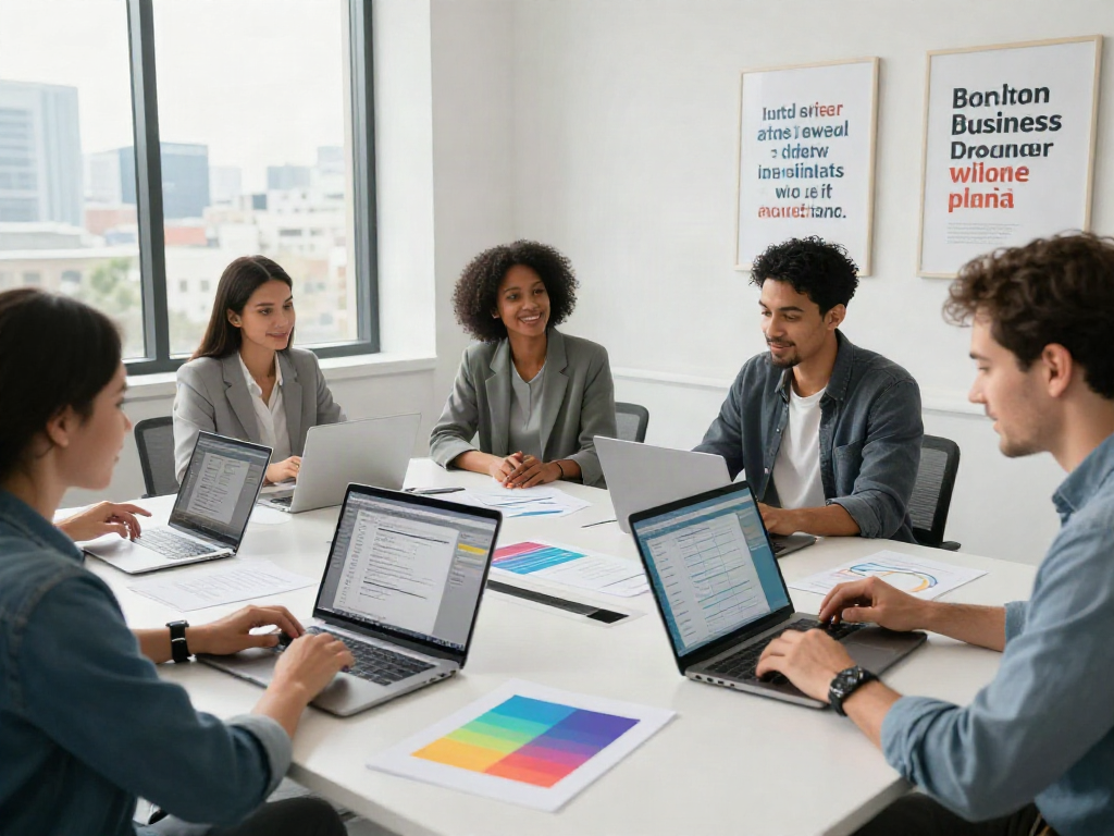 Collaboration scene illustrating professionals using tax software to start a tax business.