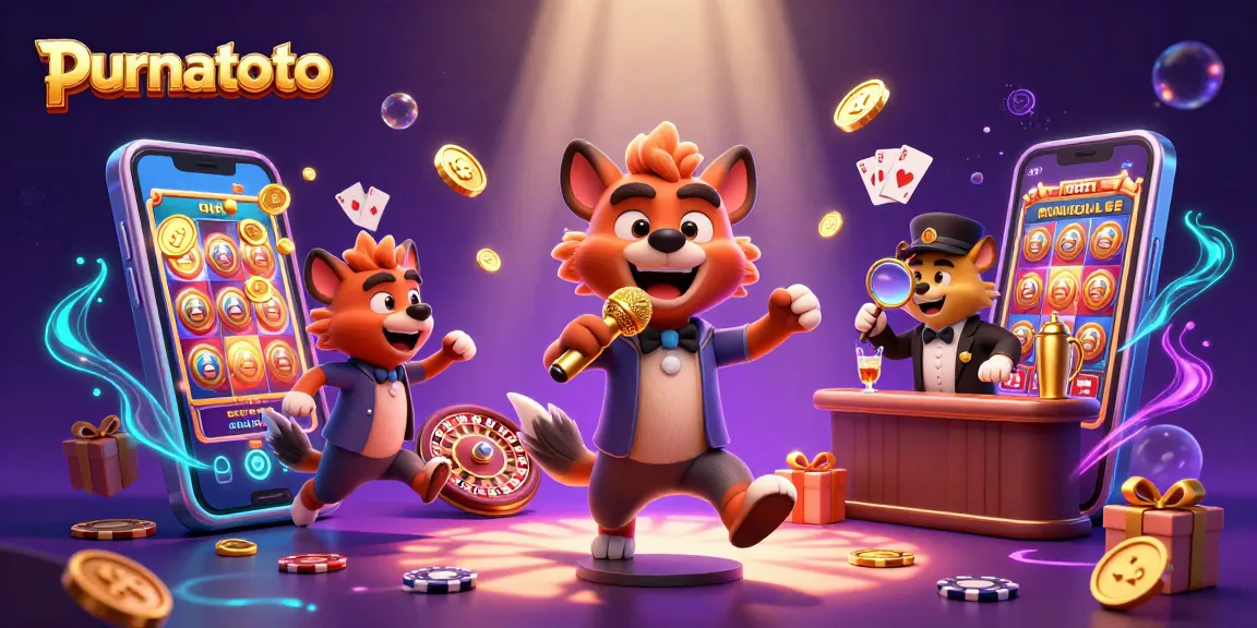 Bermain purnatoto di kasino dengan hyena lucu sebagai bartender dan komedian di panggung.