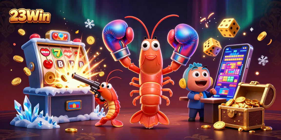 Experience the thrill of 23Win with vibrant casino elements and animated characters.