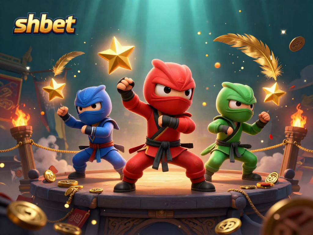 Join the shbet ninja chameleons in a vibrant casino battle scene packed with dynamic elements.