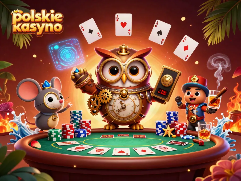 Engage with the vibrant action of polskie kasyno online as our characters play at a steampunk casino.