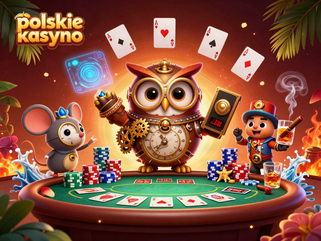 Engage with the vibrant action of polskie kasyno online as our characters play at a steampunk casino.