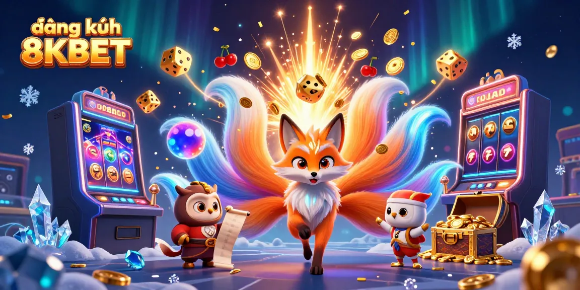 Join the fun with the vibrant 3D world of đăng ký 8KBET filled with slot machines and magical creatures!