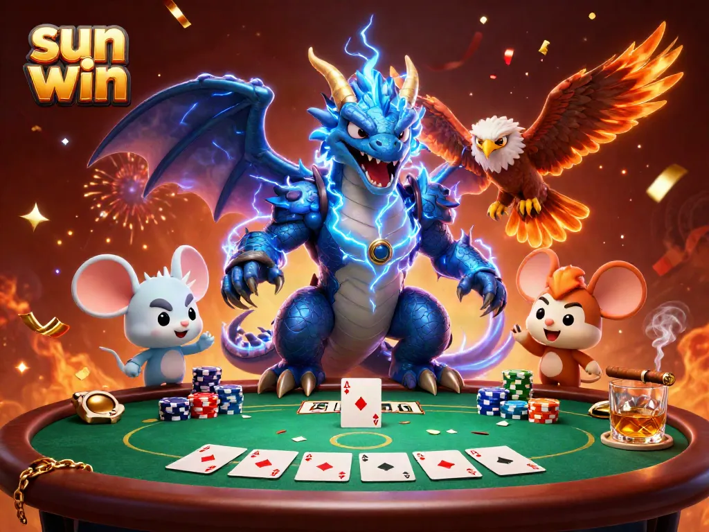 Experience the thrilling action at sun win with vibrant casino characters and game elements.
