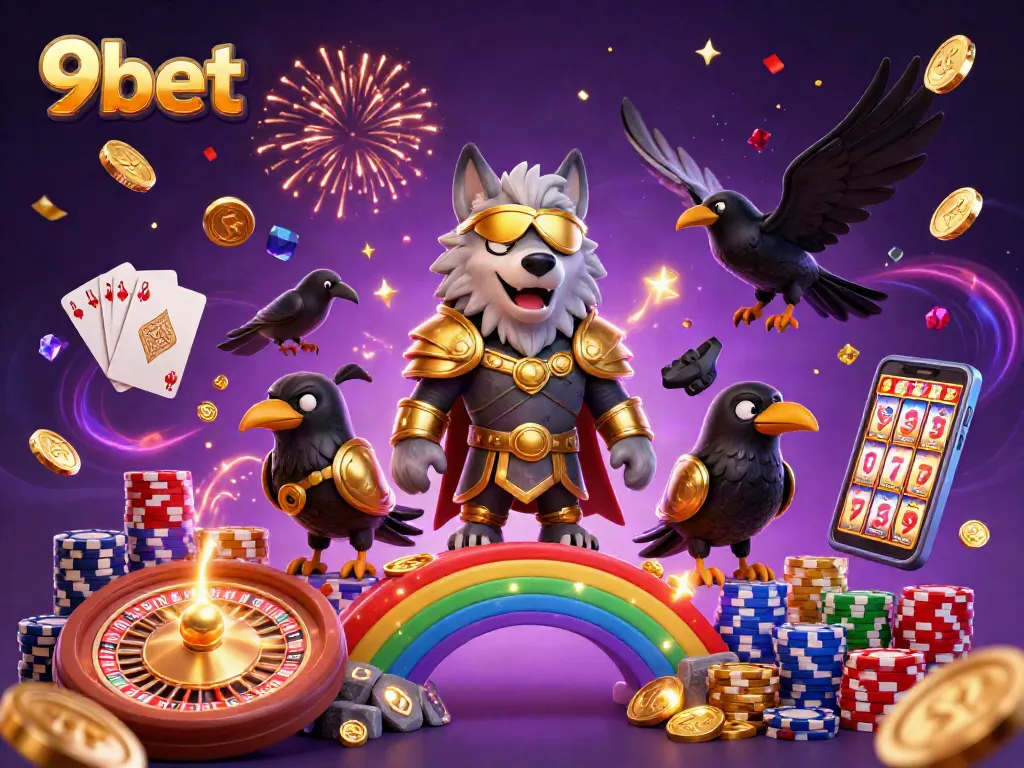 Experience thrilling gameplay with 9bet as Odin and ravens celebrate wins amidst cascading coins.