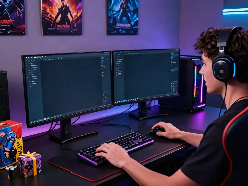 Engaged gamer at ORION88 gaming setup, showcasing immersive experience.