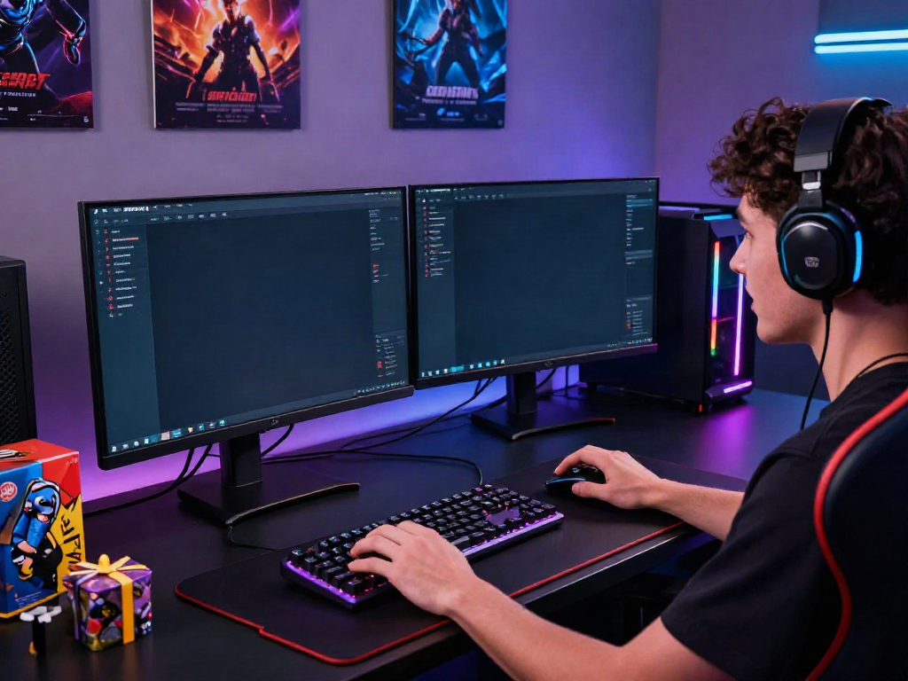 Engaged gamer at ORION88 gaming setup, showcasing immersive experience.
